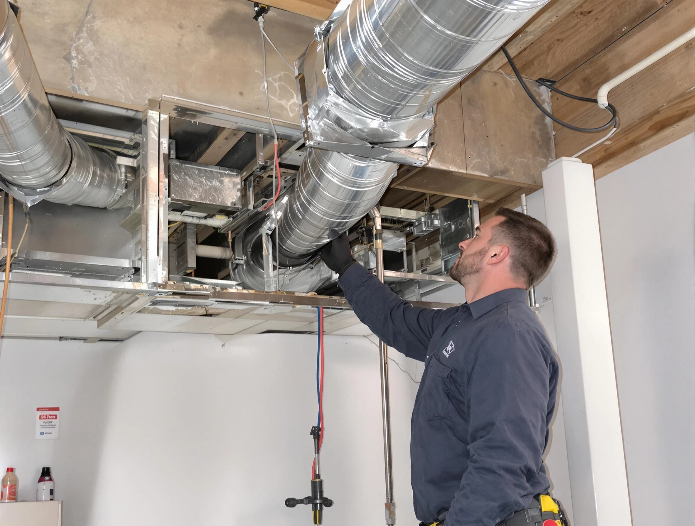 Mount Lebanon Air Duct Cleaning technician performing professional air duct repair using specialized tools in Mount Lebanon