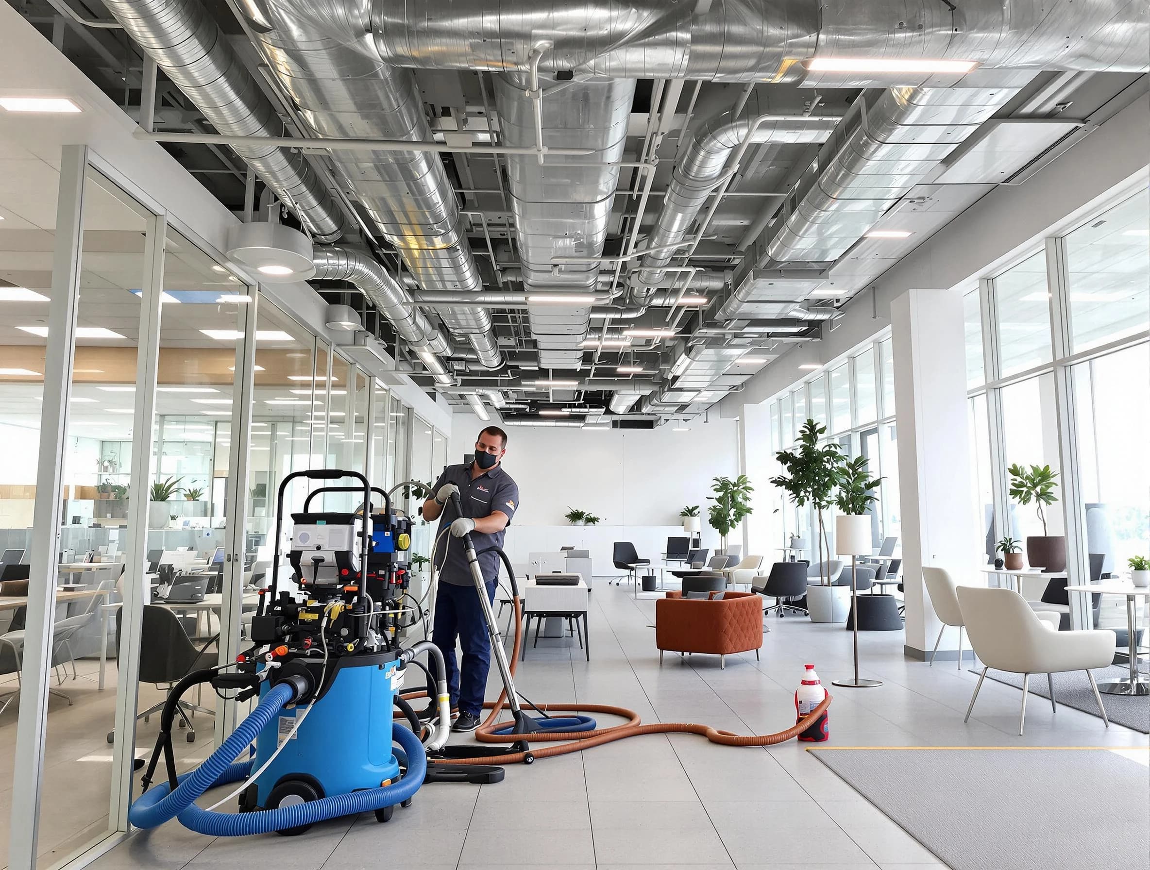 Mount Lebanon Air Duct Cleaning team conducting comprehensive commercial duct cleaning at a business location in Mount Lebanon