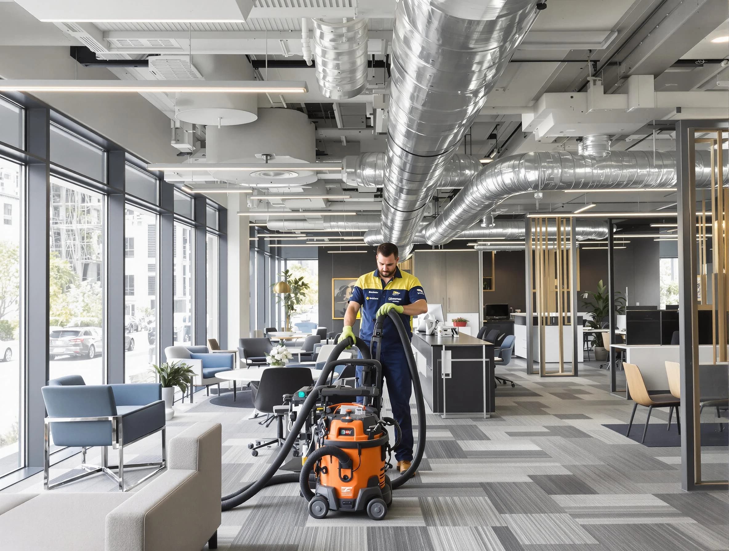 Mount Lebanon Air Duct Cleaning team performing thorough commercial duct cleaning at a Mount Lebanon business center
