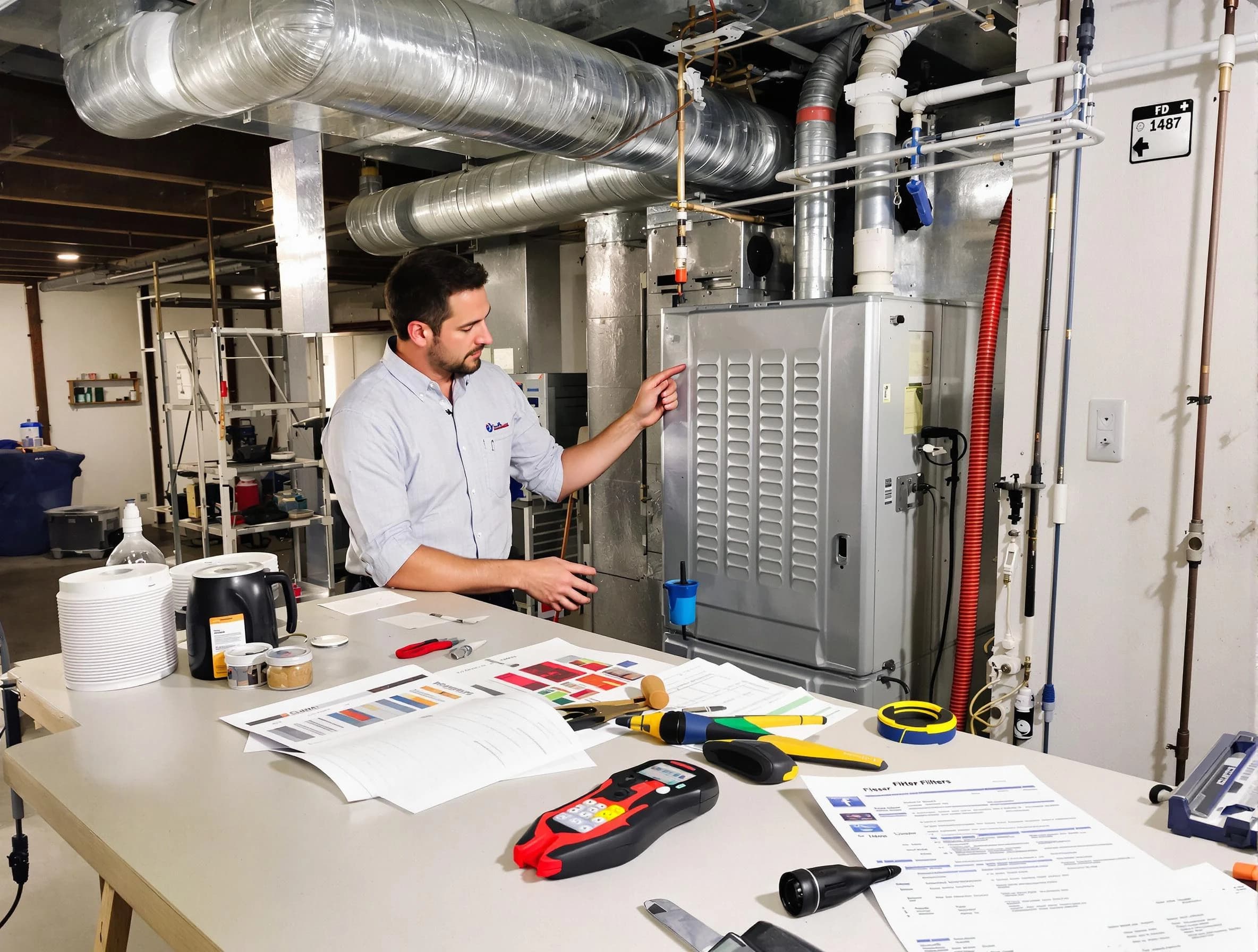 Mount Lebanon Air Duct Cleaning inspector conducting detailed filter system evaluation using professional diagnostic tools in Mount Lebanon