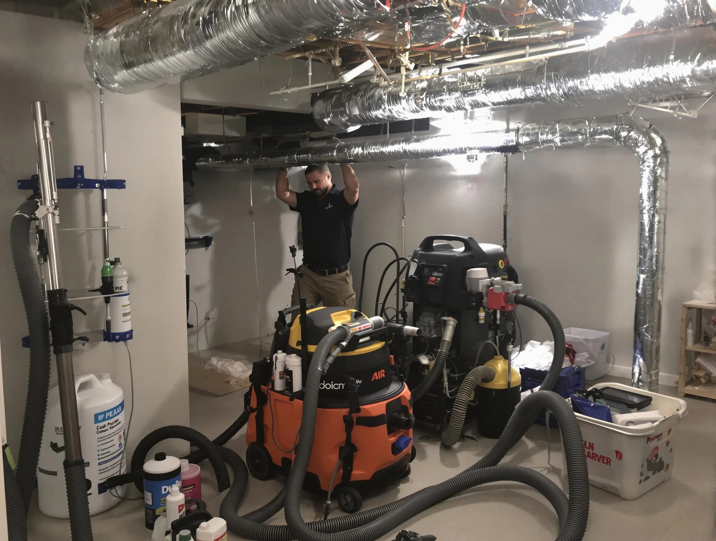 Mount Lebanon Air Duct Cleaning specialist performing professional mold removal from air ducts using safety equipment in Mount Lebanon